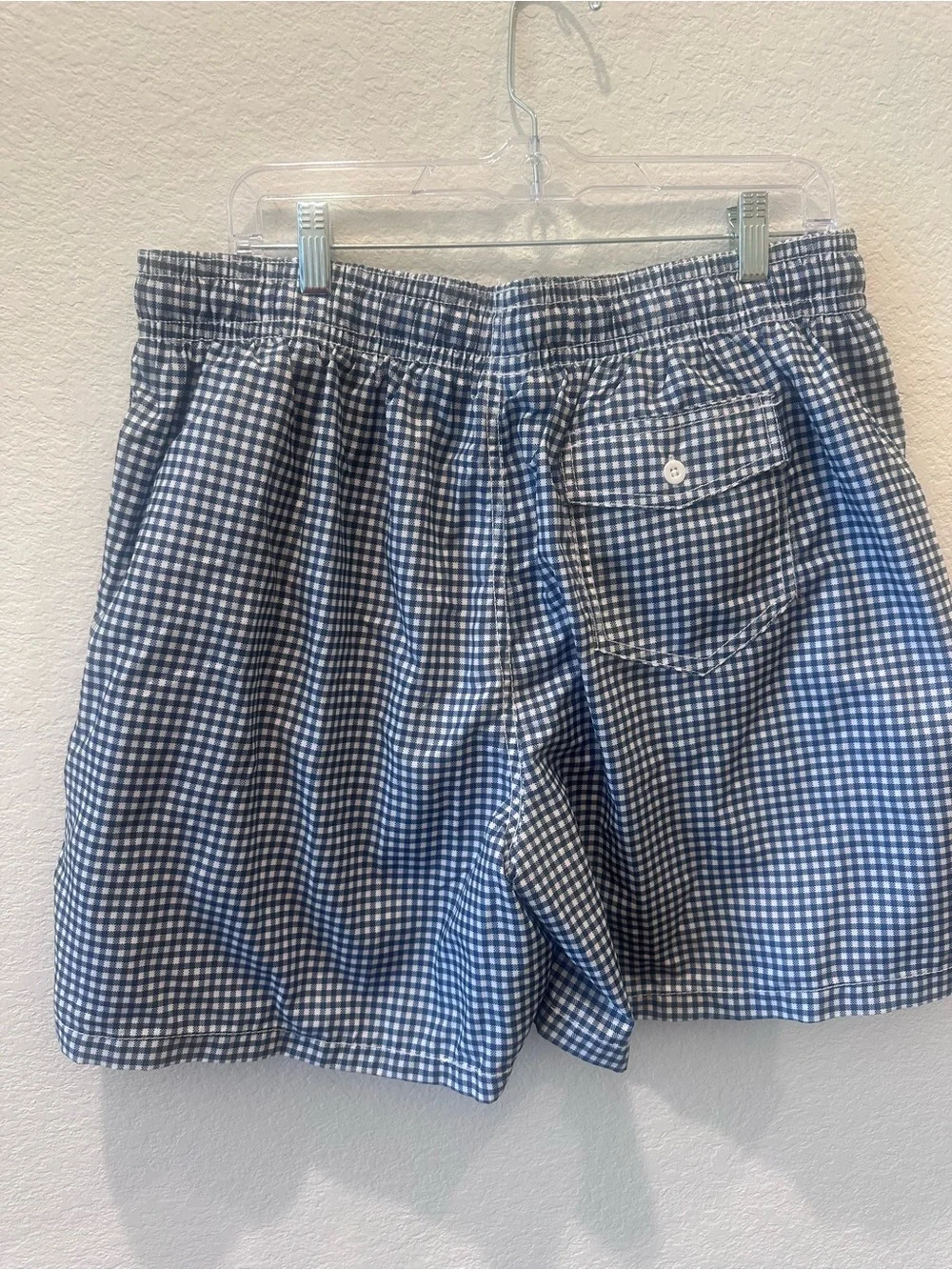 Kanu Surf Mens Navy Blue White Gingham Plaid Swim Trunks Board Shorts‎ XL
